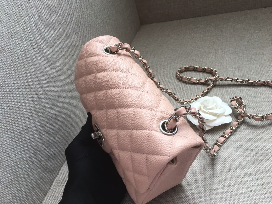 Small Classic Flap Caviar Bag A01116 Pink/Silver